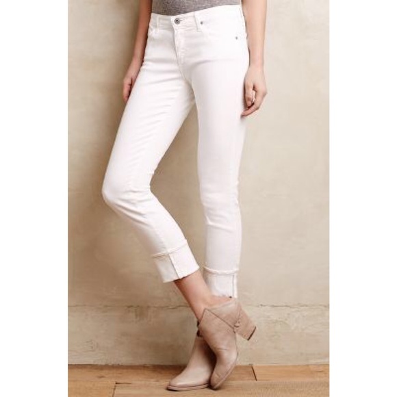 white cuffed jeans